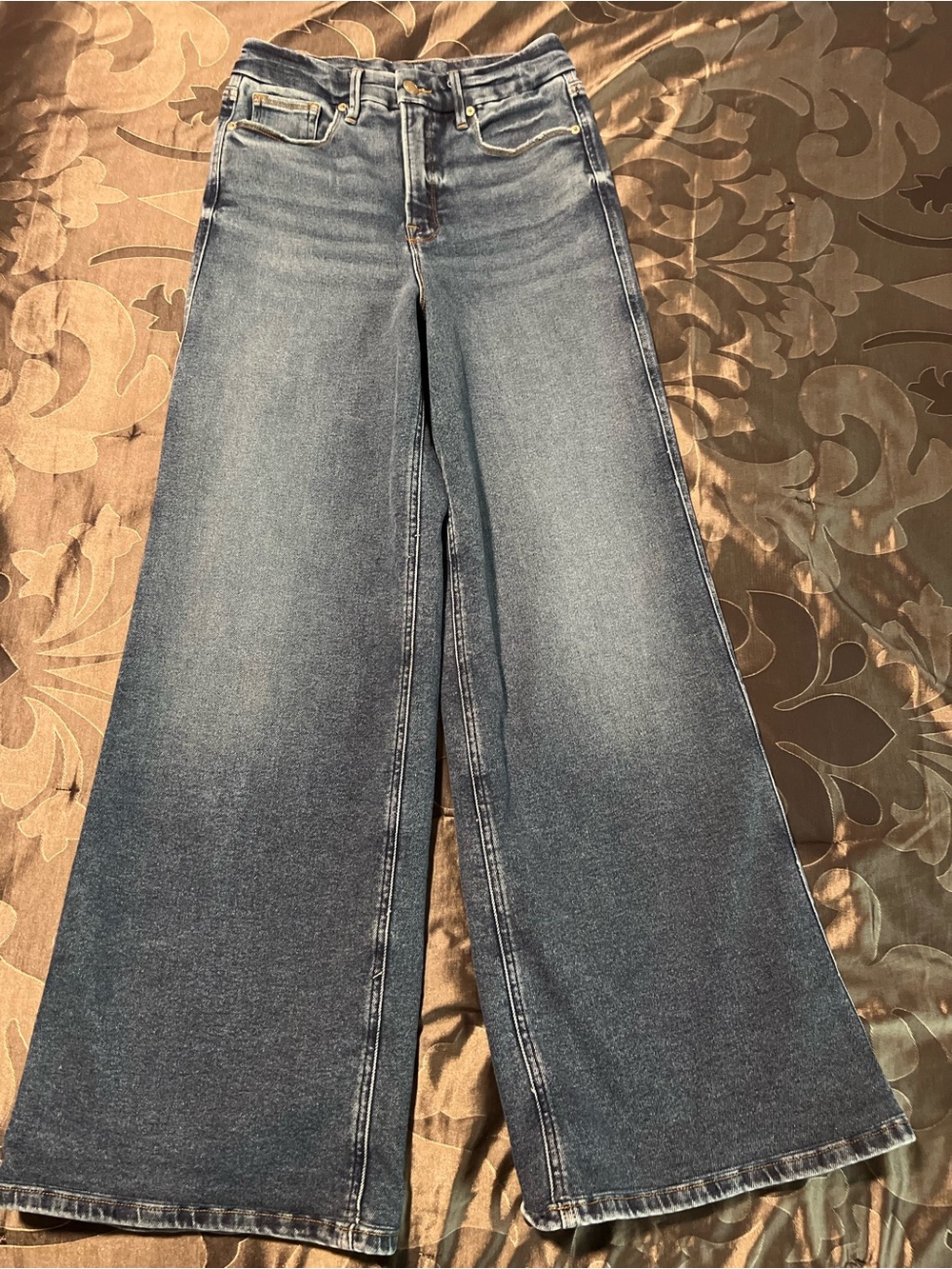 Good American Good Skate Wide Leg High-Rise Blue Women's Jeans Stretch Size 6/28 - Picture 3 of 16